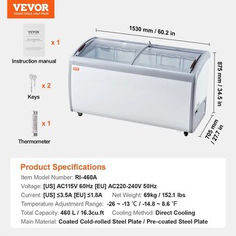 Mrazák 460L  Vevor - 2