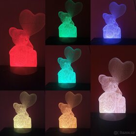 3D LED lampička medvídek se srdíčkem - 2