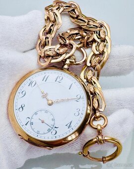 14K ZLATÉ PÁNSKÉ KAPESNÍ HODINKY S ŘETÍZKEM - FUNKČNÍ - 2