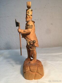 Vyřezávaná soška zlacená horník - uniforma hornický znak - 2