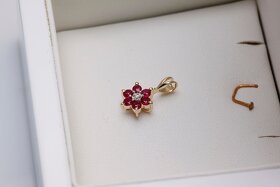 Diamantový přívěsek "květ" - zlato - nový - dárkové balení - 2