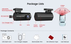 GKU Palubní kamera D200, Ultra HD 2,5K, F 2,0, 170° - 2