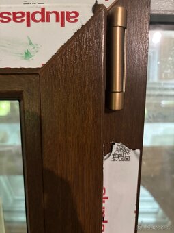 Okno PVC Aluplast 590x1290MM, ořech, trojsklo, nové - 2