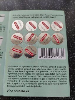 Nalepky,znamky,body Billa dozy Pyrex - 2