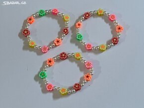 Náramek - barevné kytičky - 2