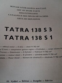 Tatra 138 s1 , s3  katalog - 2