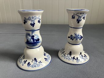 Dvojice keramických svícnů, ručně malované, Delft Blue Color - 2