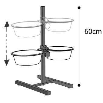 Stojan včetně nerezových misek 2 x 27 cm (2 x 4000 ml), L - 2