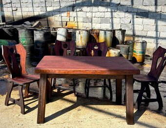 RAW komplet stůl + 4 křesla / handmade / unikát - 2