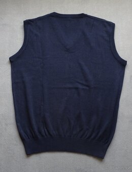 Pánská tmavomodrá vesta retro - 2