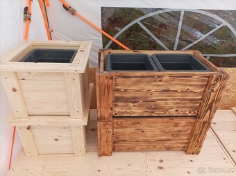 Dřevěný květináč, truhlík, skladem - 2