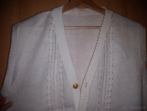 Bílá pletená vesta, kartigan (svetr) - 2