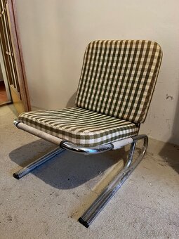 70’ designové křesílko z ohýbaného kovu s polstry - 2