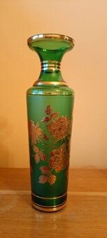 Velká skleněná váza se zlatým motivem růže - 2