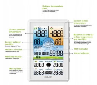 Barevná meteostanice s velkým displayem, komplet, nová - 2