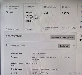Stolní PC White CPU 12C/24T, RAM32GB, SSD2T, GPU8Gb - 2