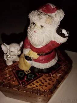 Stará šperkovnice santa a malé slunatko Retro - 2