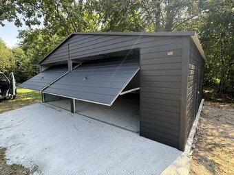 Moderní plechová antracitová garáž 7x6 - 2
