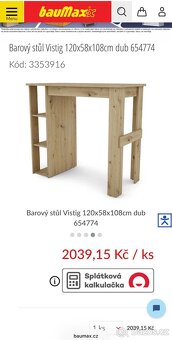 Barový stůl Visting 120x58x108 - 2