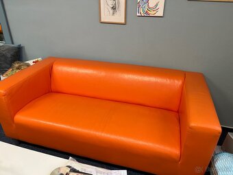 Kožená oranžová sedačka IKEA - 2