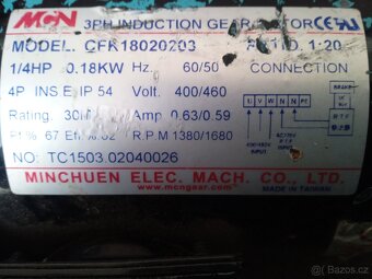 Elektromotor s převodovkou 180 W/ 69 ot - 2
