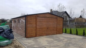 moderni garaz , dvojgaraz , drevodekor, plechova garaz - 2