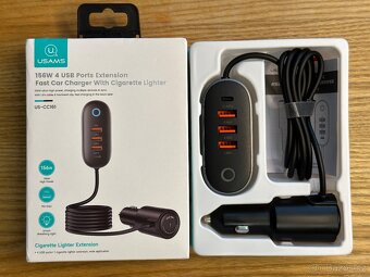 Značková nabíječka do auta 156W, 3x USB + USB-C + CL, NOVÁ - 2