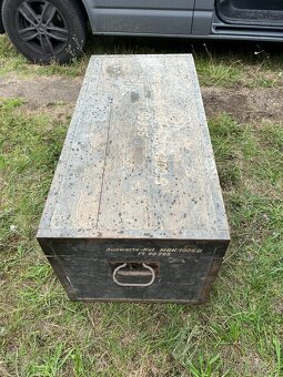 Stará Německá vojenská dřevěná okvoná bedna pro Wermacht - 2