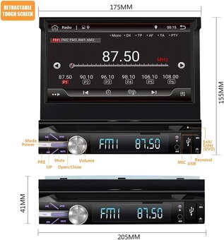 Autorádioandroid 10 Single Din autorádio s Bluetooth, sateli - 2