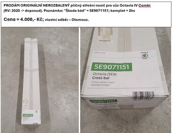 PŘÍČNÝ STŘEŠNÍ NOSIČ PRO VŮZ ŠKODA / OCTAVIA IV - COMBI - 2