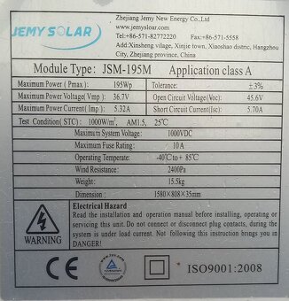 Solární panely Jemy Solar JSM-195M - 2