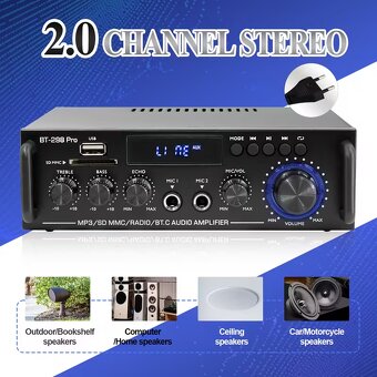 2.0 Kanálový Auto Stereo Zesilovač - 45W RMS - 2