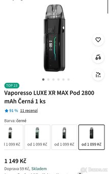 Prodám Vaporesso LUXE XR MAX Pod 2800 mAh - 2