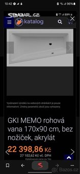 GKI MEMO rohová vana 170x90 cm, bez nozicek, akrylát - 2
