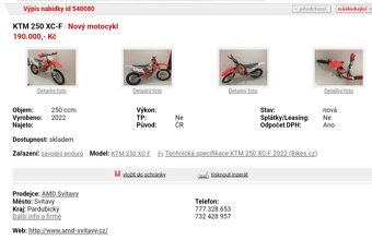 KTM 250 XC-F 26MTH, rok 2022 - 2