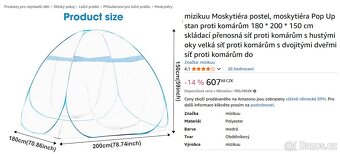 moskytiéra 180x200x150cm - nová - 2