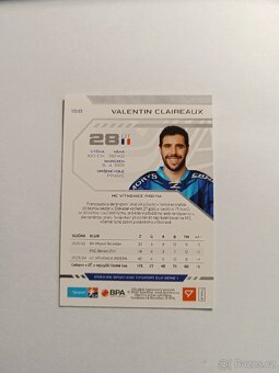Hokejová kartička ELH Tipsport Valentin Claireaux - 2