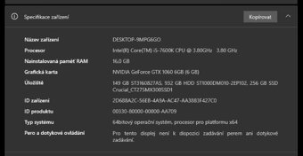 Stolní počítač - i5, 16 GB RAM, GTX 6GB - 2