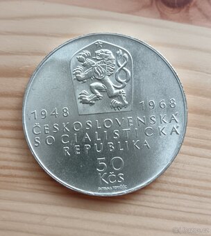 Stříbrná pamětní mince Československa 50kčs 1968 50.let ČSR - 2