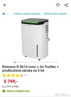 Odvlhčovač Rohnson R-9616 Ionic nový - 2