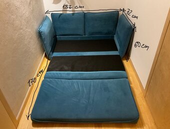 Dětská rozkládací sedačka tyrkysová - 2