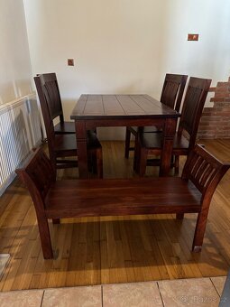 Dřevěný jídelní set a taburet - 2