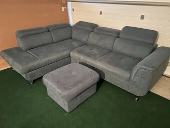 Sedací souprava - Rozkládací + Taburet - modrá, levá - 2