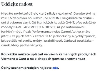 🎁 Prodám dárkový poukaz do obchodní sítě Vermont – 3 500 Kč - 2