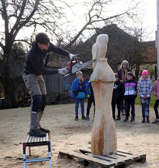 Zvonička Sova sedící ze dřeva Dřevěné sochy - 2