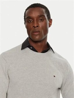 TOMMY HILFIGER PÁNSKÝ BAVLNĚNÝ SILNÝ ŠEDÝ SVETR M(L ) - 2