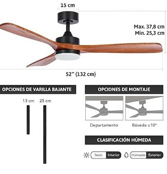 🌀 Luxusní stropní ventilátor VONLUCE se světlem a dál. ovl. - 2