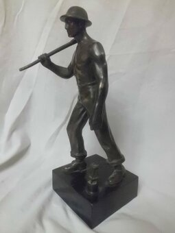 Starožitná Bronzová Socha - HORNÍK - HAVÍŘ - Josef Fojtík - 2