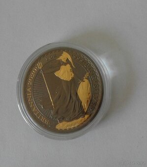 Stříbrná mince Britania , číslovaná , zdobena zlatem - 2