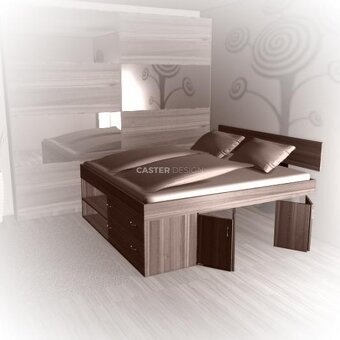 CASTER DESIGN VESTAVNÁ POSTEL S ÚLOŽNÝM PROSTOREM NA ZAKÁZKU - 2